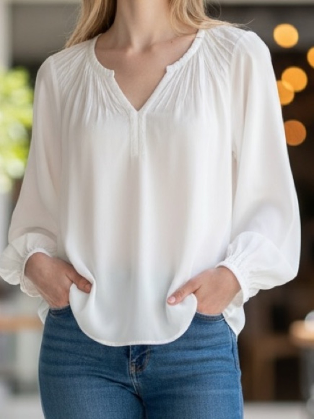 Massimo Dutti Skinny White blouse